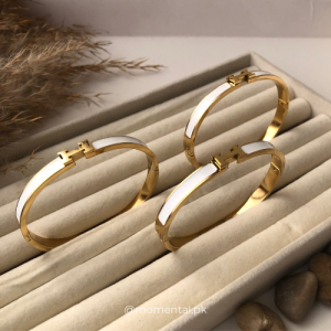 H Shaped White & Gold Handcuff